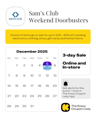 Sam's Club Doorbuster sale predicted start date in December 2025