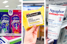 collage with alani, neutrogena, and aquaphor products