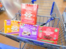 4 nature's garden snacks sitting in a walmart cart