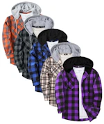 Men's Flannel Hoodie Shirts 5-Pack