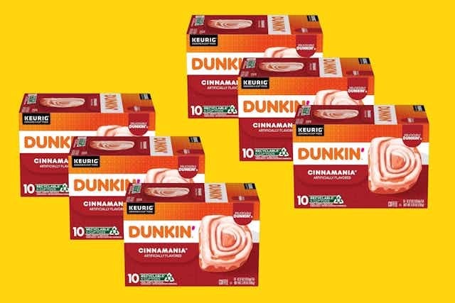 Dunkin' K-Cup Pods 60-Pack, as Low as $15.58 on Amazon card image