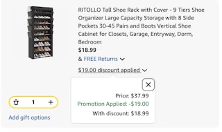 shoe rack Amazon receipt