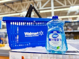 Dial Handsoap Refill next to Walmart shopping basket