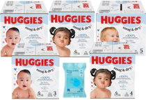 5 Huggies Diaper Boxes + 1 Wipes Pack
