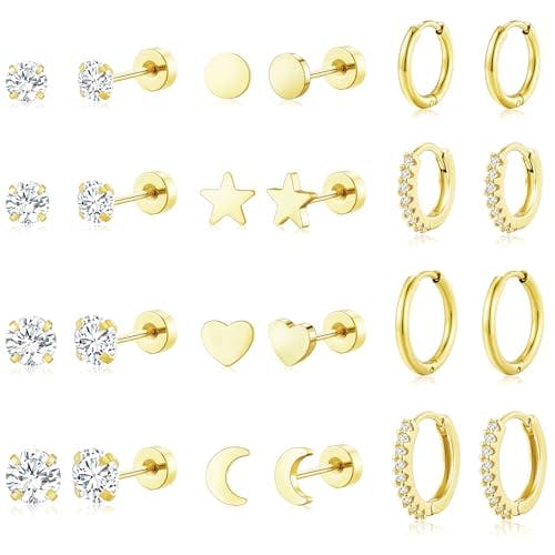 Gold Hoop Earrings Set