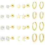Gold Hoop Earrings Set
