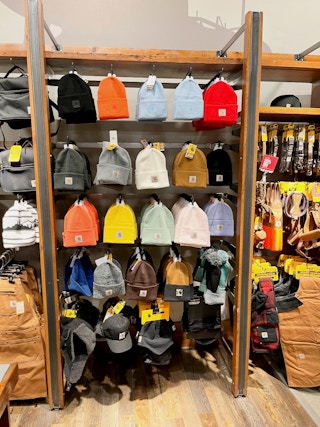 display of carhartt beanies