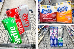 collage with scott, oral b, and coke products