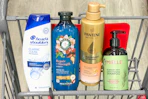 P&G hair care products in a shopping cart