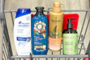 P&G hair care products in a shopping cart