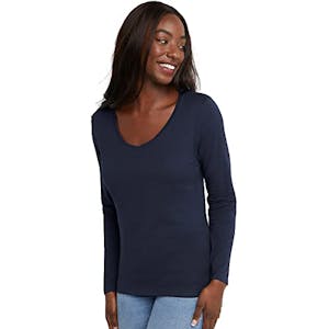 Hanes Women's Long Sleeve V-Neck Tee