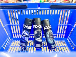 3 Axe Deodorant Sprays in Walmart shopping basket