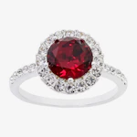 Red Crystal Round Halo Cocktail Ring