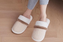 Women's Fuzzy Indoor/Outdoor Slippers, $10 on Amazon  card image