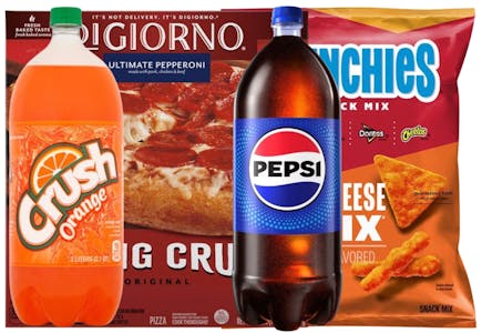 4 Pizza, Snack, and Soda Items