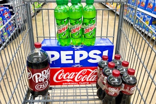 pepsi coca cola mtn dew soda varieties in shopping cart