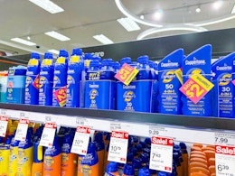 coppertone sunscreen sitting on a target shelf