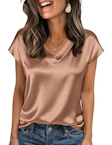 Women's Satin V-neck Blouse