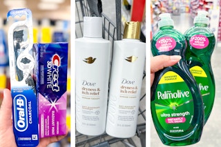 collage with crest, oral-b, dove, and palmolive products