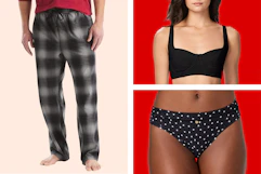 Men's pajama pants + women's bra & underwear