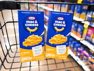 kraft mac and cheese in shopping cart