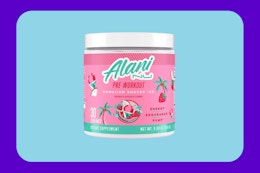Can of Alani Nu Pre-Workout Powder shaved ice