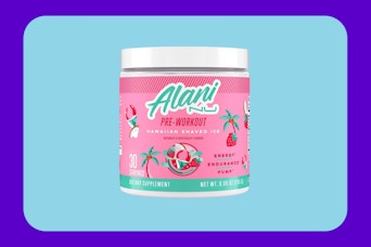 Can of Alani Nu Pre-Workout Powder shaved ice