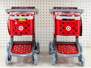 target toy shopping cart set sitting on a shelf