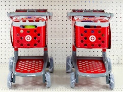 target toy shopping cart set sitting on a shelf