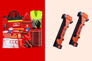 roadside emergency tools in a collage