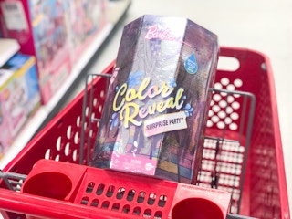 barbie color reveal surprise party in a target cart
