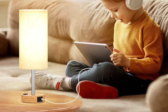 Bedside Table Lamp With Charging Ports, Only $19 on Amazon card image