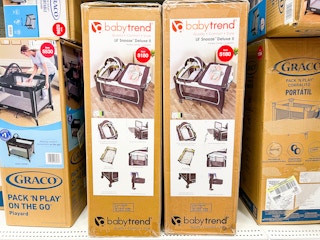 baby trend deluxe nursery center sitting on a target shelf