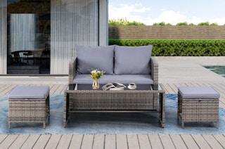 a patio set outside