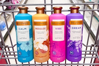 four bottles of Beloved 18-ounce Body Wash