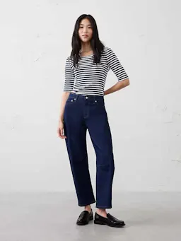 Ribbed Elbow-Sleeve T-Shirt