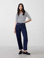 Ribbed Elbow-Sleeve T-Shirt