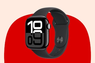 Apple Watch Series 10 on red background