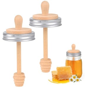 Wooden Mason Jar Honey Dipper Set