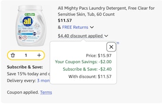 All might pacs Amazon receipt