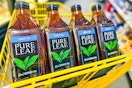 pure leaf iced teas in a yellow shopping cart
