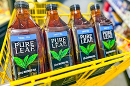 pure leaf iced teas in a yellow shopping cart