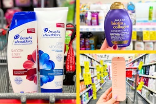 collage with monday, ogx, and head & shoulders hair care products