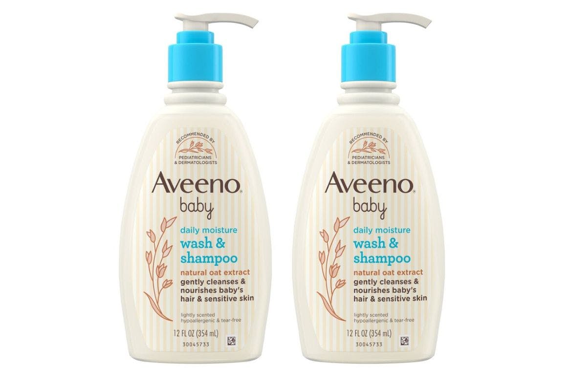 2 Aveeno Baby Wash & Shampoo Bottles