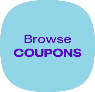 Browse Coupons Text on Light Blue