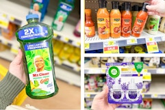 dollar general air wick, mr. clean, clover valley 3-photo collage