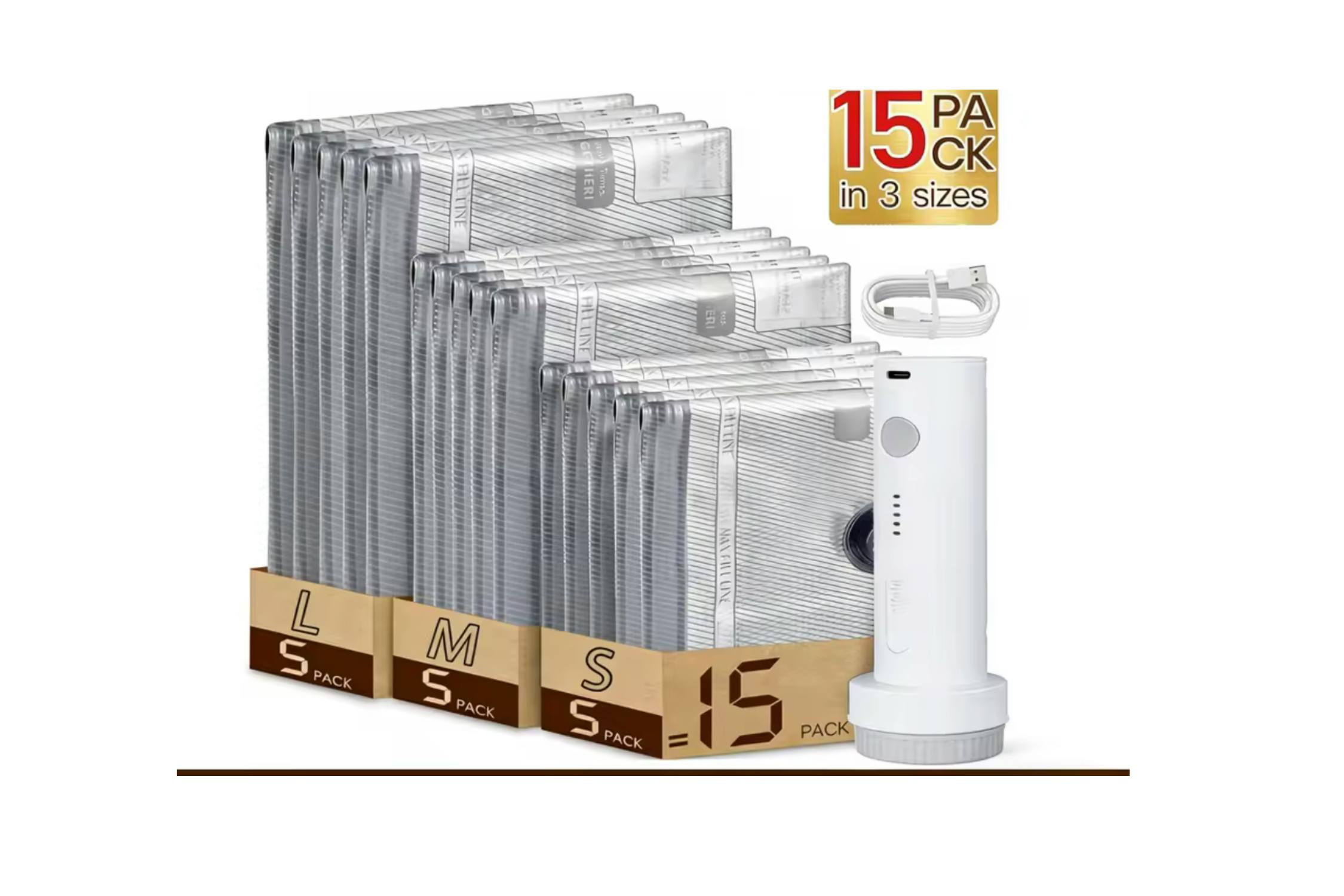 Travel Vacuum Bags 15-Pack