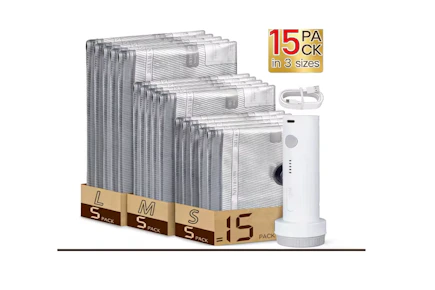 Travel Vacuum Bags 15-Pack