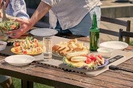 food warming mat on a picnic table