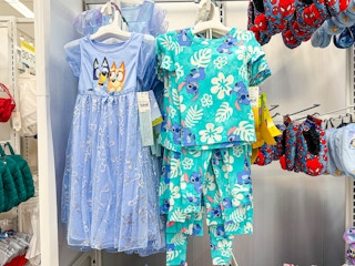 disney pajamas sitting on a target shelf